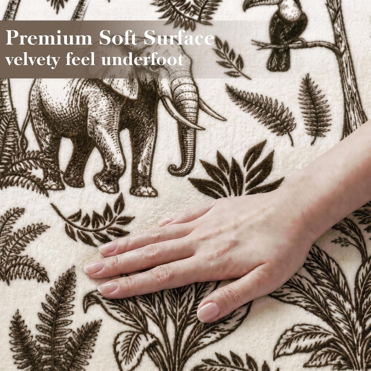 Washable French Toile Area Rug