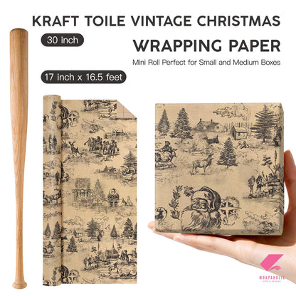 Blue Toile Christmas Wrapping Paper