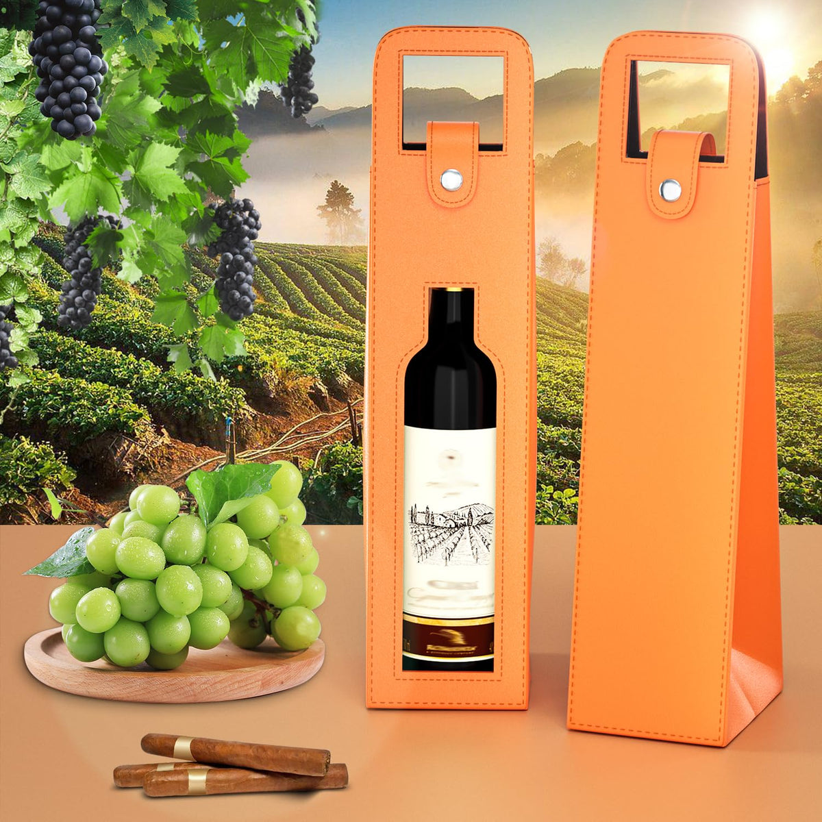 Blue Leather Wine Gift Bag