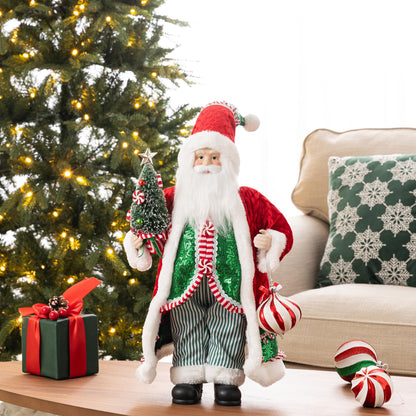 Blue Velvet Santa Figurine, 18 Inch