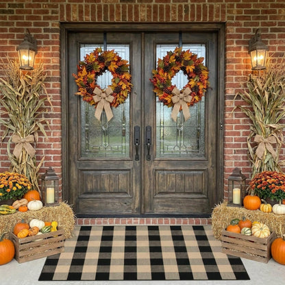 SEEKSEE Blue Buffalo Plaid Porch Rug, 27.5x43