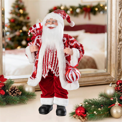 Blue Velvet Santa Figurine, 18 Inch