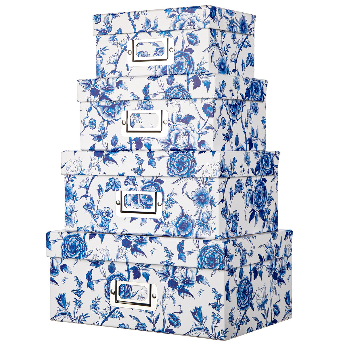 Blue and White Floral Nested Storage Boxes