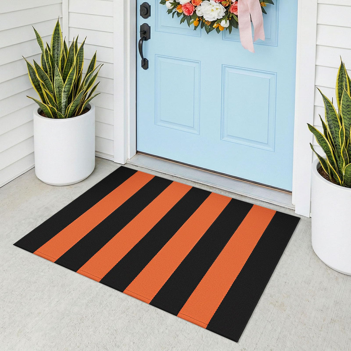 Navy and White Striped Cotton Rug, 28x43