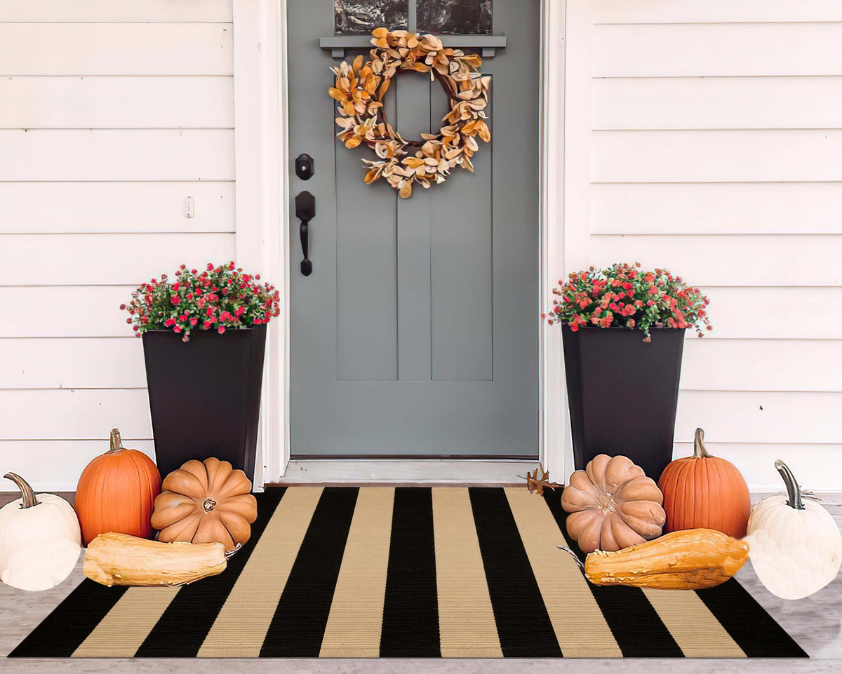 Light Blue Buffalo Plaid Cotton Door Mat, 24x35