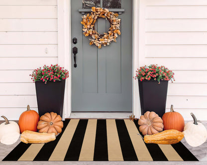 Light Blue Buffalo Plaid Cotton Door Mat, 24x35