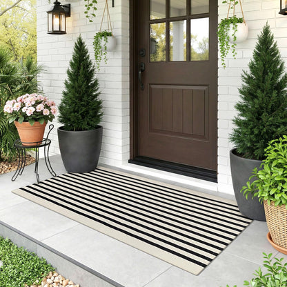 Navy and White Striped Cotton Rug, 28x43