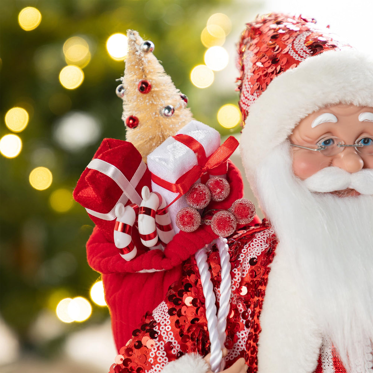 Blue Velvet Santa Figurine, 18 Inch