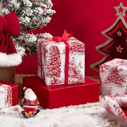 Reversible Toile Christmas Wrapping Paper