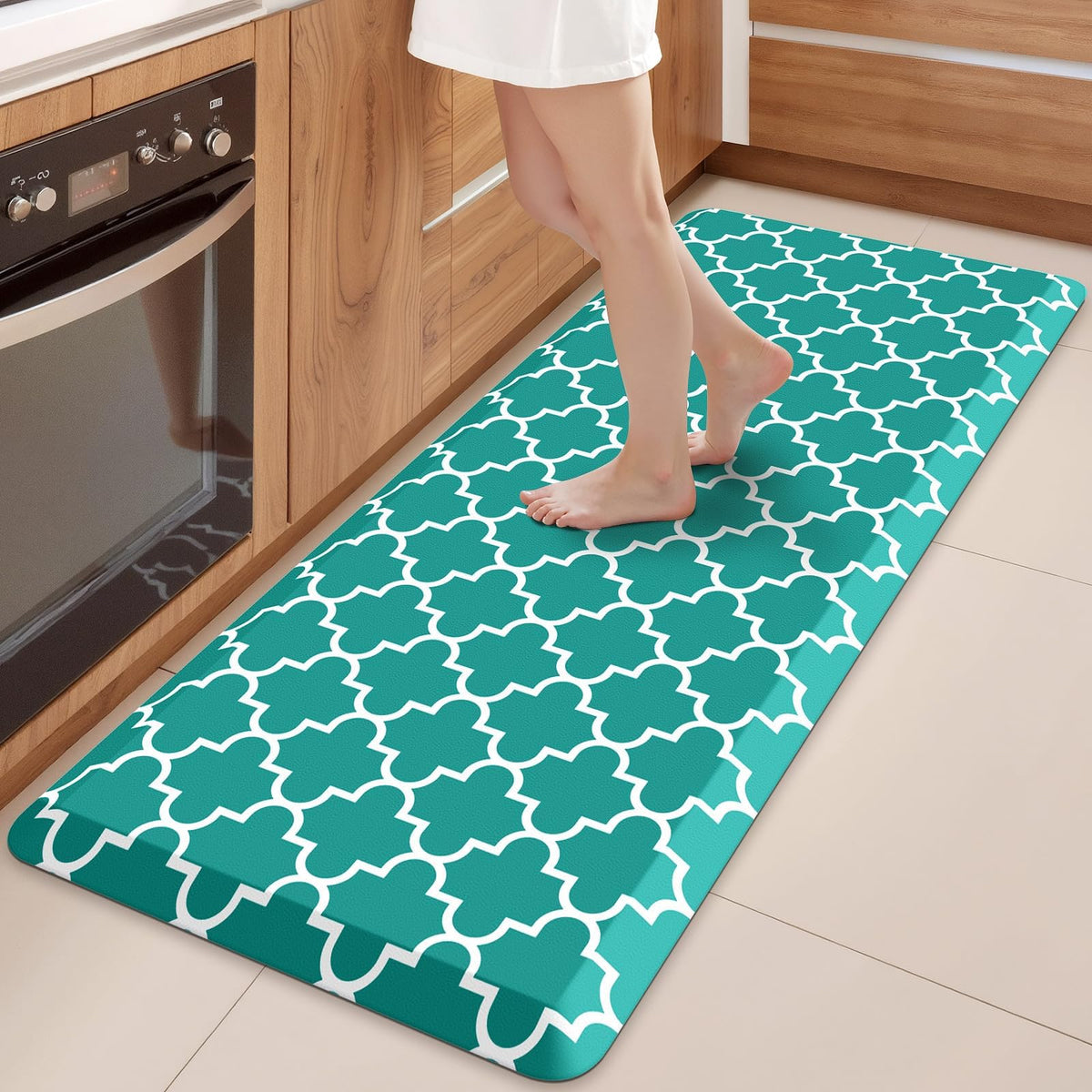 Blue Cushioned Anti-Fatigue Kitchen Mat