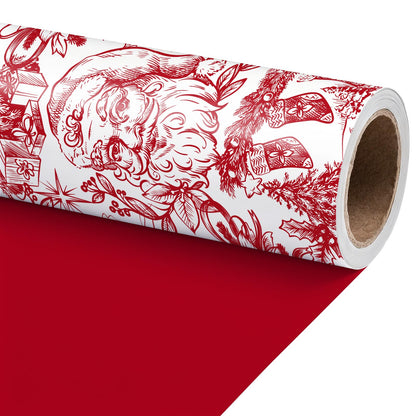 Reversible Toile Christmas Wrapping Paper