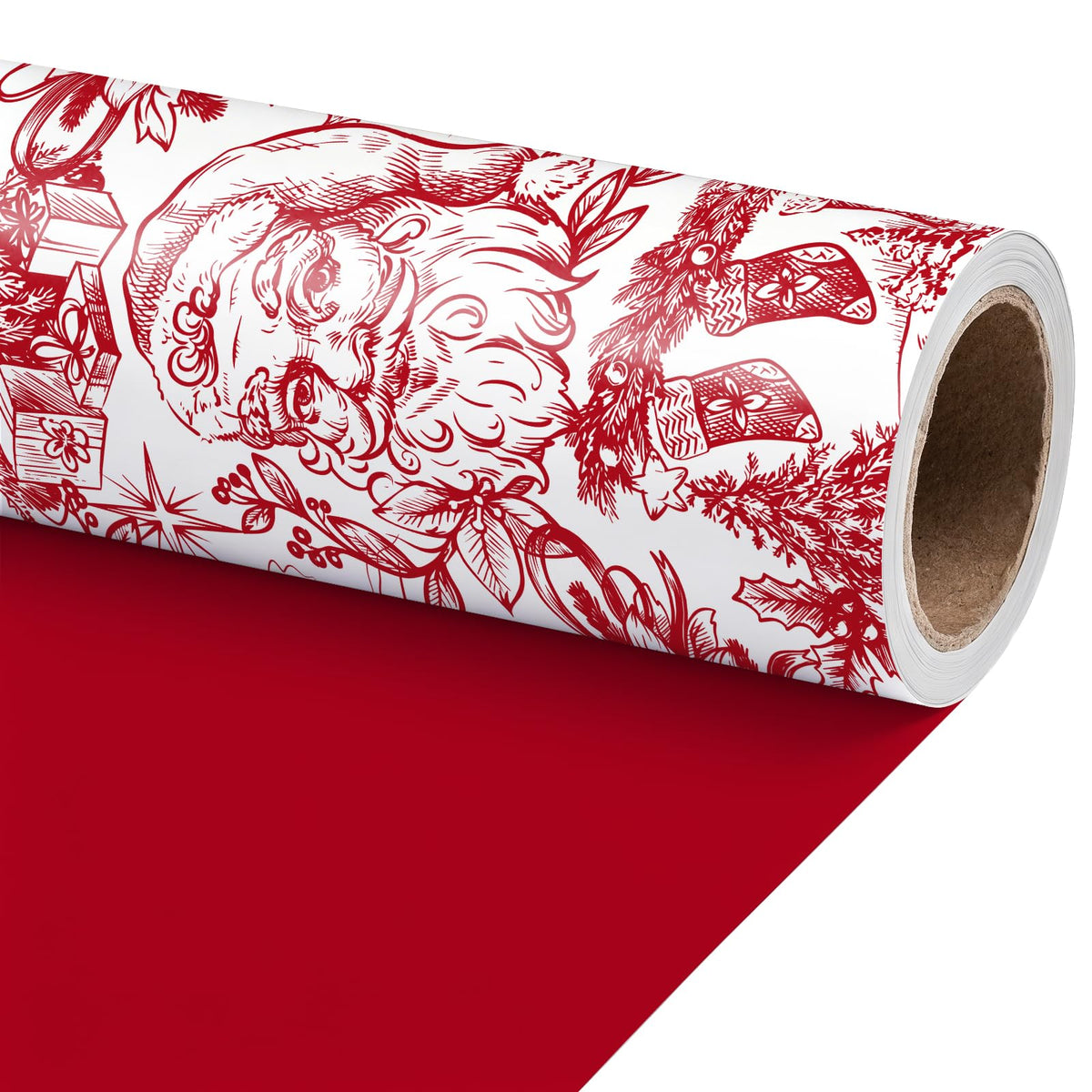 Reversible Toile Christmas Wrapping Paper