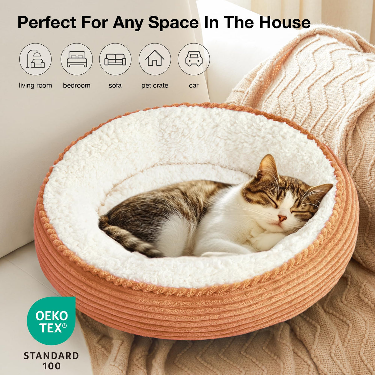 Royal Blue Round Donut Pet Bed