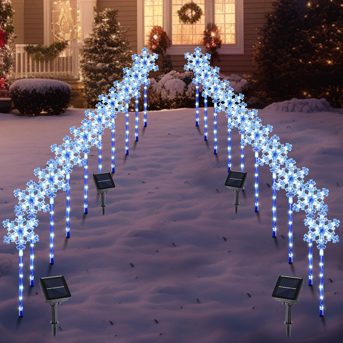 Solar Snowflake Pathway Lights, 10 Pack