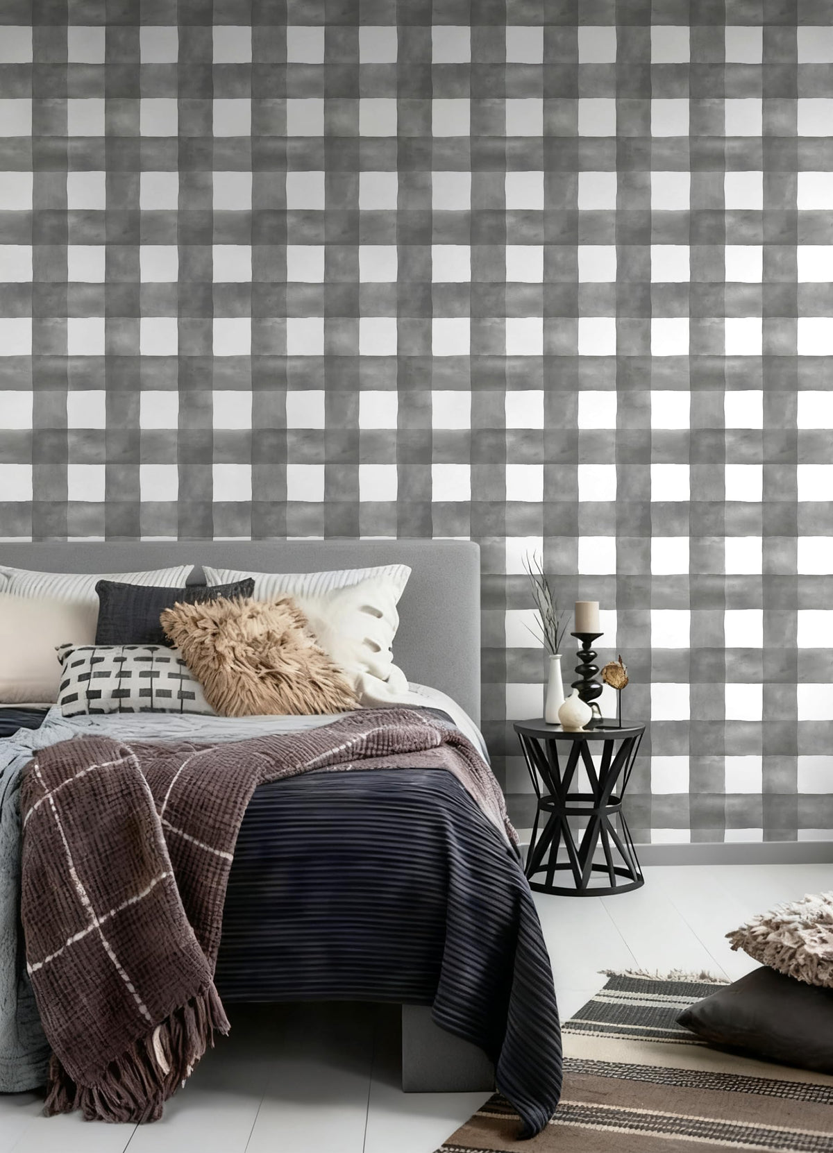 Blue Gingham Peel and Stick Wallpaper