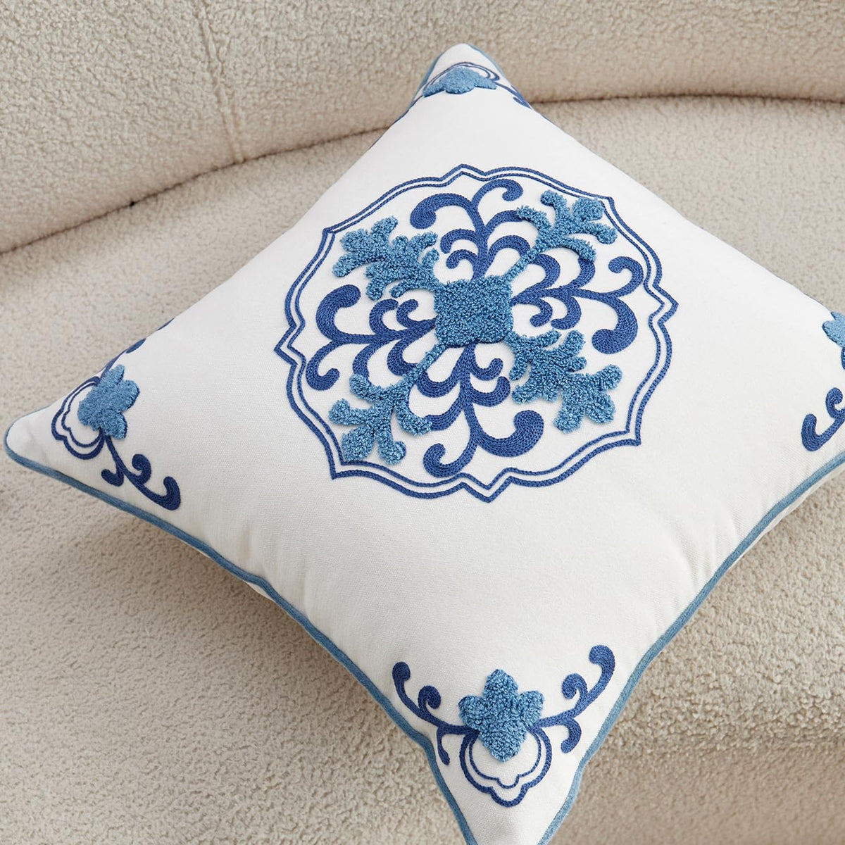 Chinoiserie Floral Chenille Pillow Cover