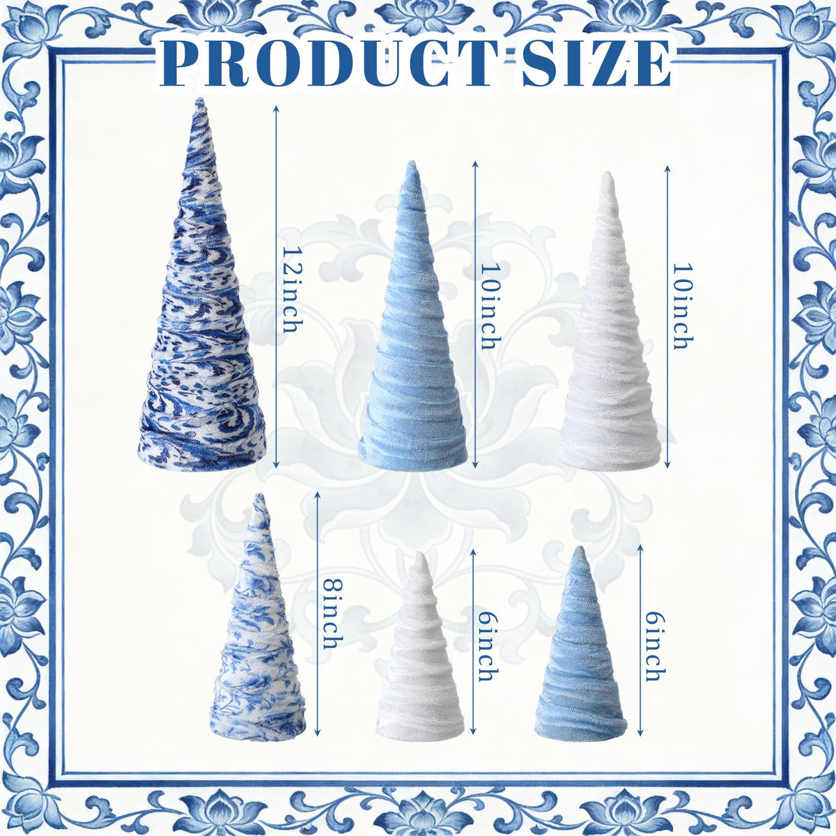 Chinoiserie Velvet Christmas Trees, Set of 6