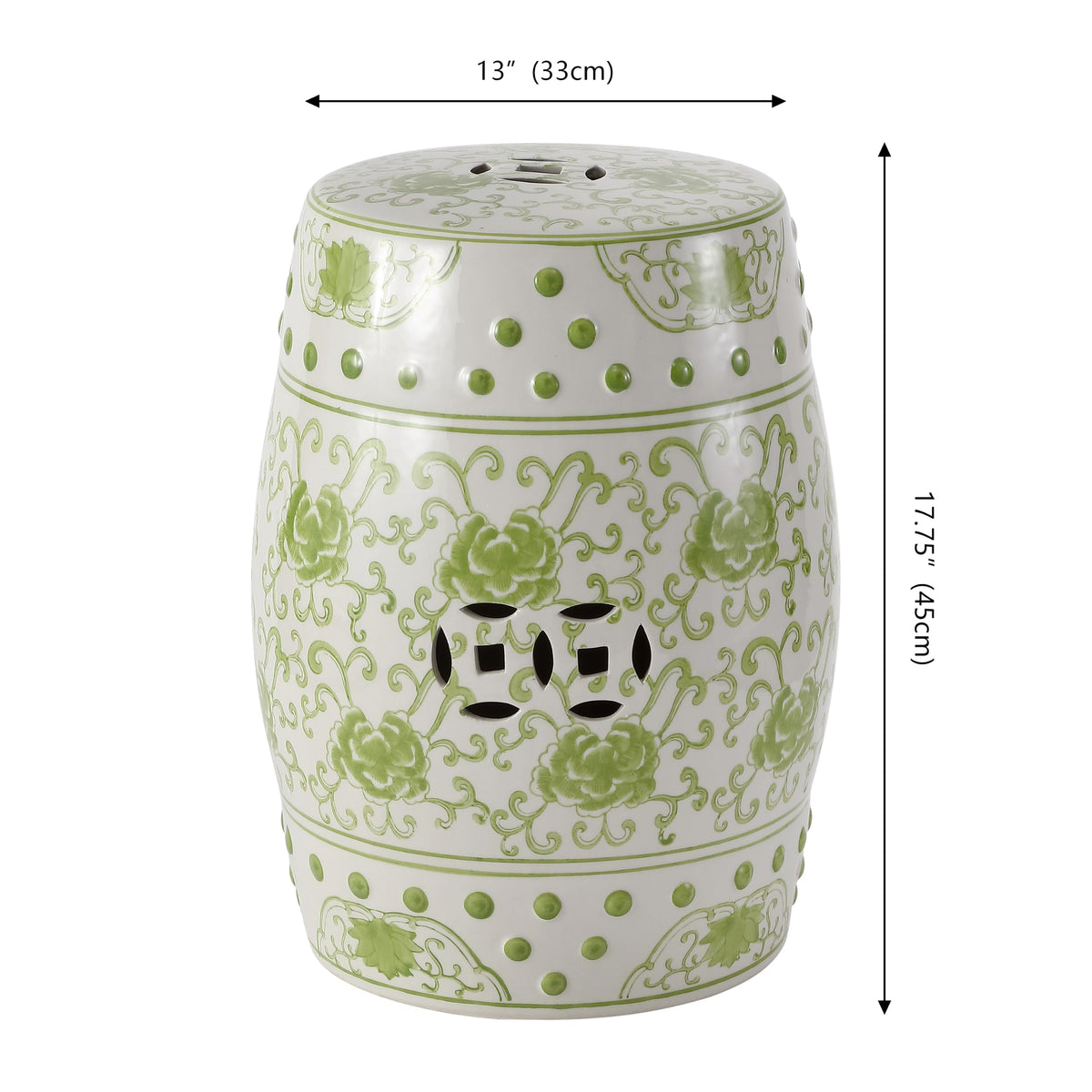 Jonathan Y Lotus Chinoiserie Garden Stool, 17.75"