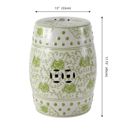 Jonathan Y Lotus Chinoiserie Garden Stool, 17.75"
