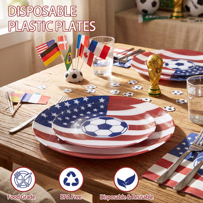 Blue Floral Plastic Plates, 60 Pieces