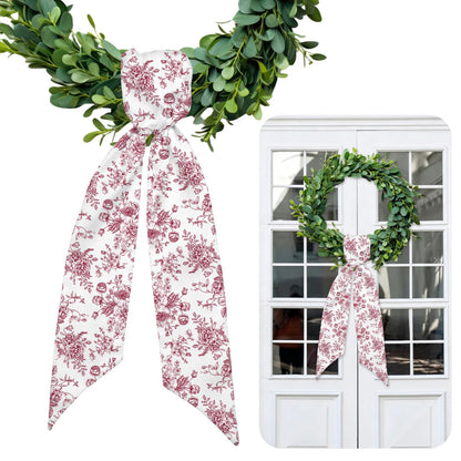 Blue Chinoiserie Floral Wreath Sash, Set of 2