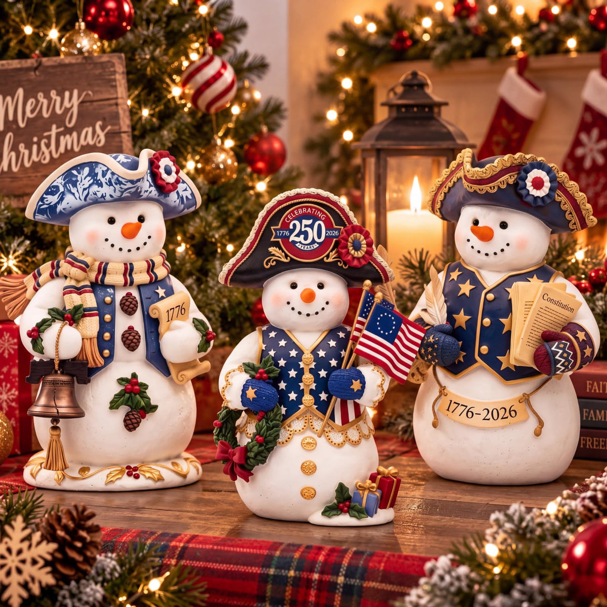 Chinoiserie Wooden Snowmen, Set of 3