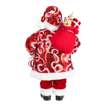 Blue Velvet Santa Figurine, 18 Inch