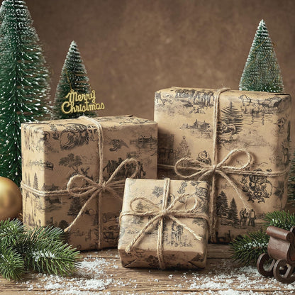 Blue Toile Christmas Wrapping Paper