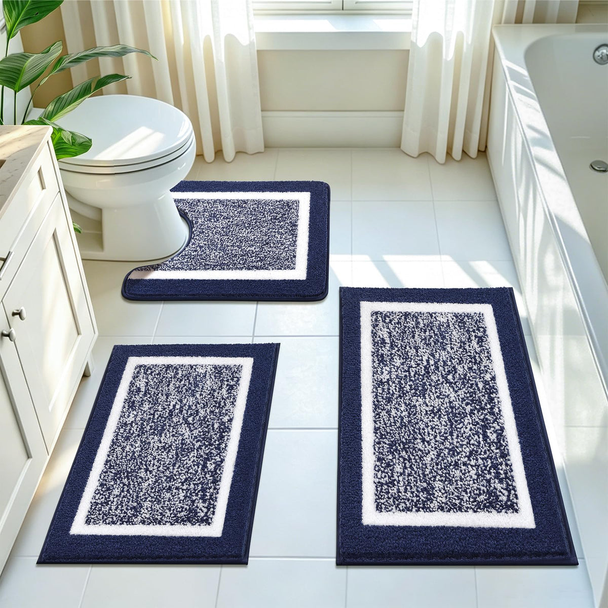 Shaggy Microfiber Bath Rug Set, 3 Piece