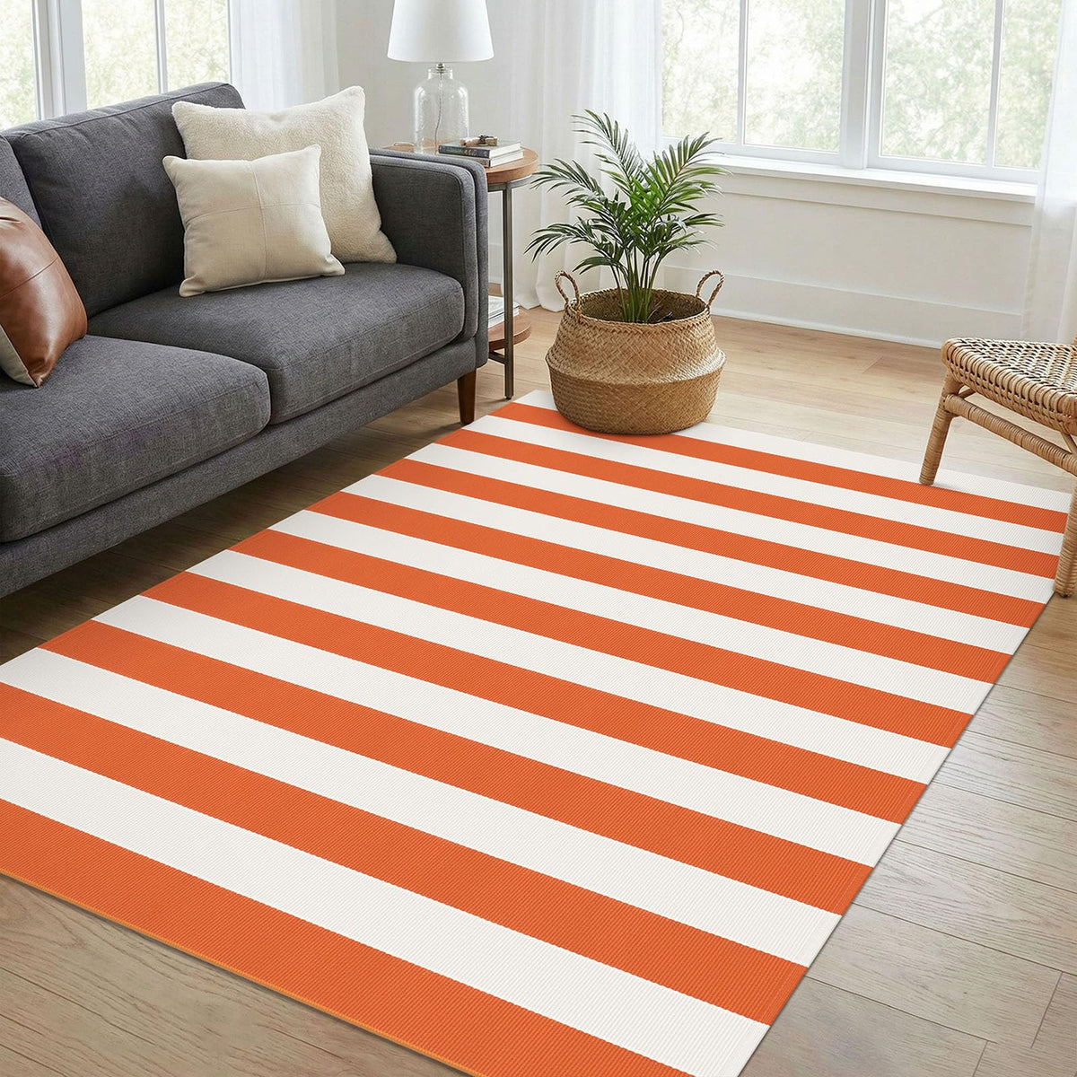 Navy and White Striped Cotton Rug, 28x43