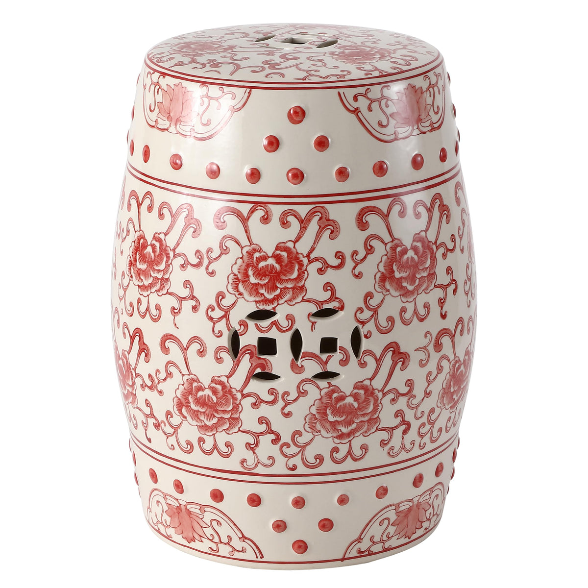 Jonathan Y Lotus Chinoiserie Garden Stool, 17.75"