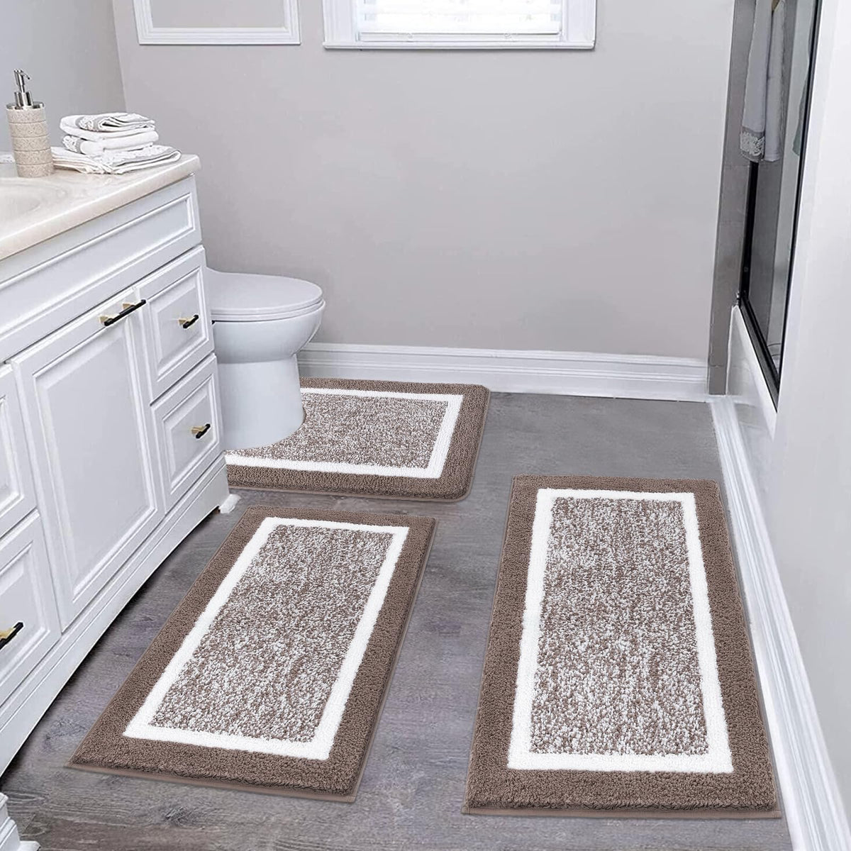 Shaggy Microfiber Bath Rug Set, 3 Piece