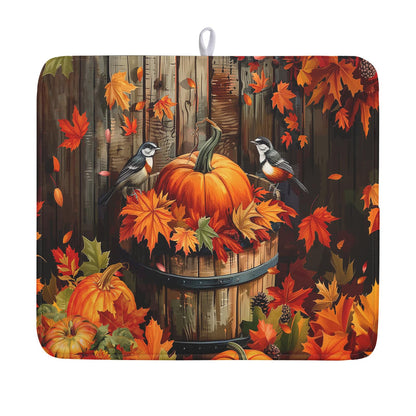 Blue Chinoiserie Floral Dish Drying Mat