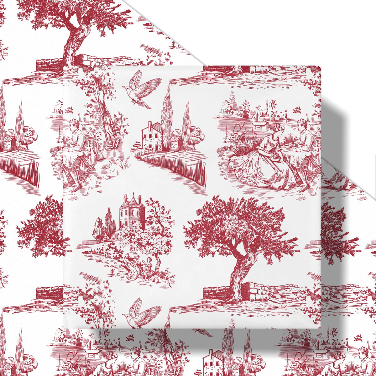 Reversible Toile Christmas Wrapping Paper