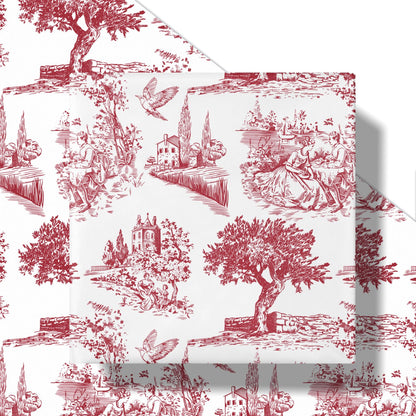 Reversible Toile Christmas Wrapping Paper