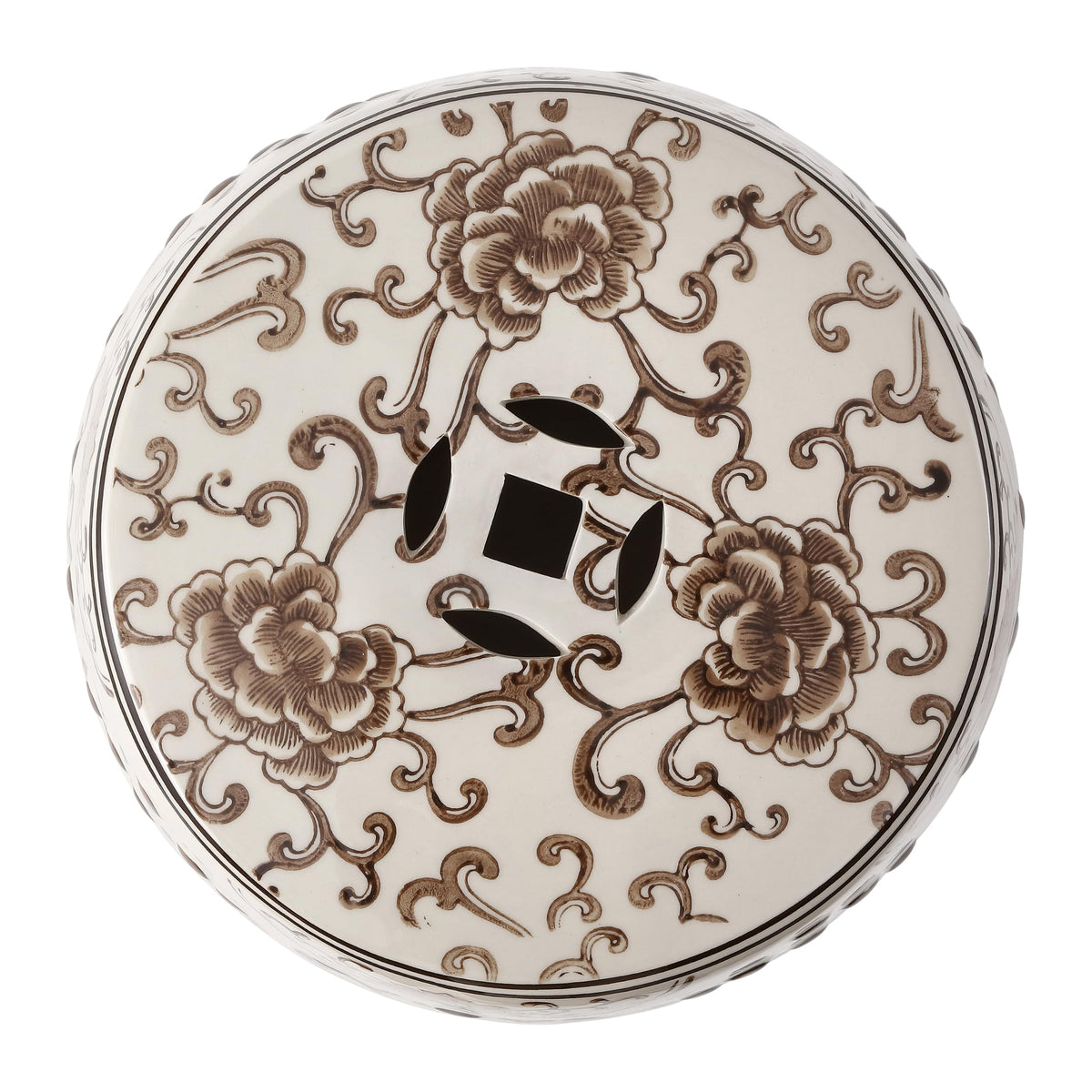 Jonathan Y Lotus Chinoiserie Garden Stool, 17.75"
