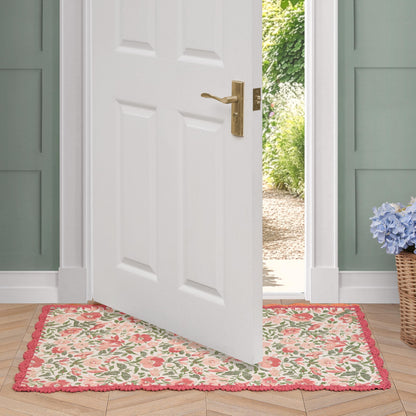 Laura Ashley Indigo Floral Crochet Border Runner Rug