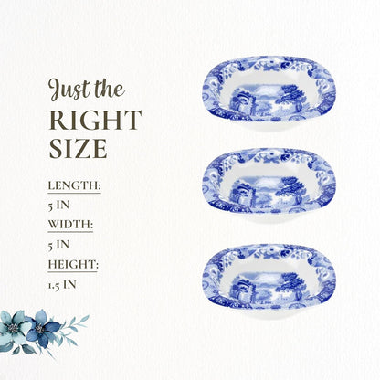Spode Blue Italian Dip Bowls, 5 Inch, Set of 3