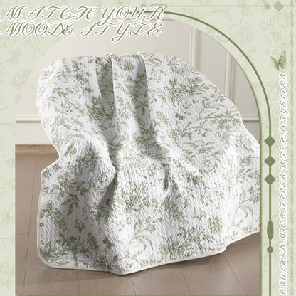 Blue Floral Quilted Throw Blanket, 50 x 60 Inch