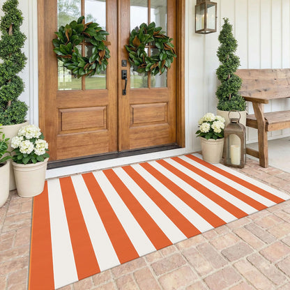 Navy and White Striped Cotton Rug, 28x43