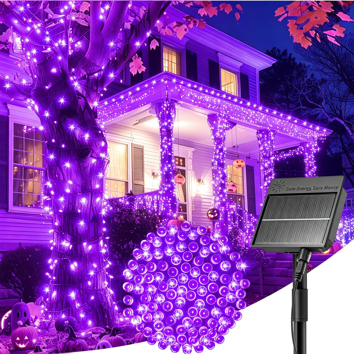 Solar Christmas String Lights, 100 LED, 40 ft