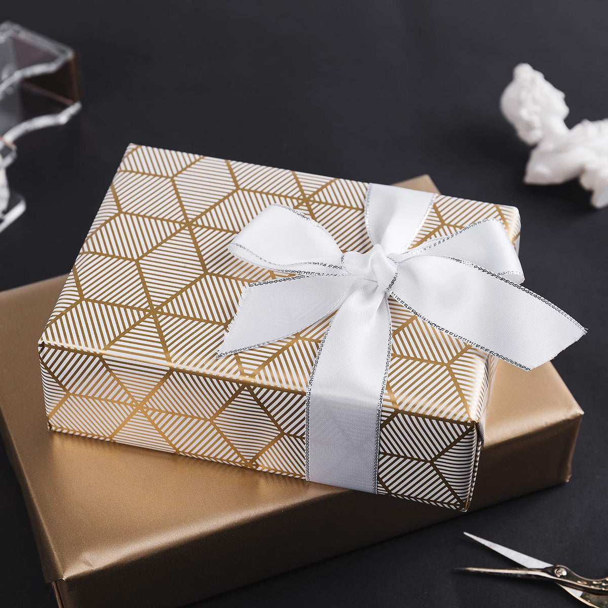 Christmas Wrapping Paper Rolls, Blue and Silver, 4 Rolls