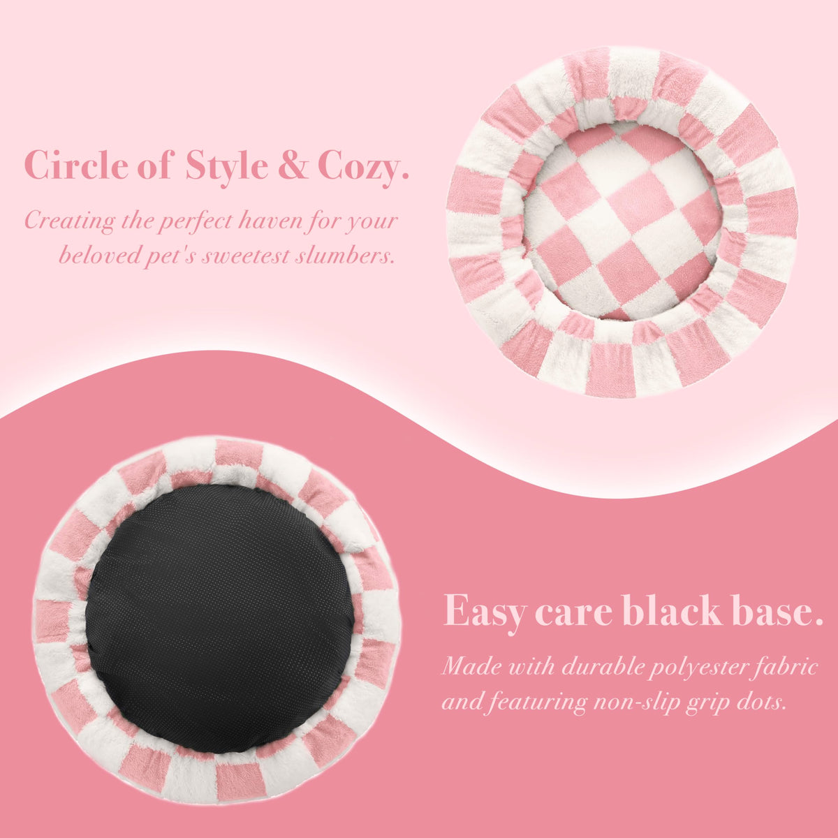 Blue Checkered Round Dog Bed