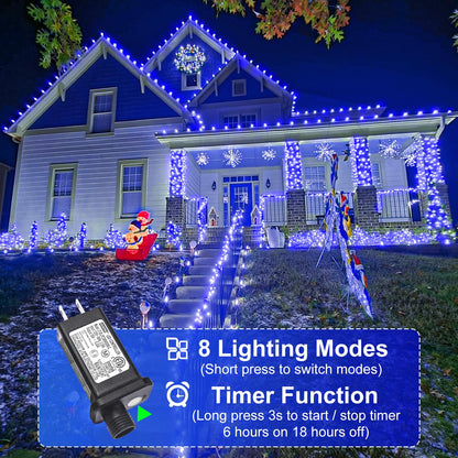Blue and White Christmas Lights, 100 ft