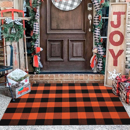 Blue Buffalo Plaid Outdoor Rug, 27.5x43