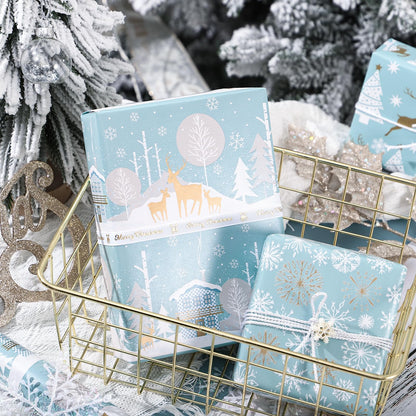 Christmas Wrapping Paper Rolls, Blue and Silver, 4 Rolls