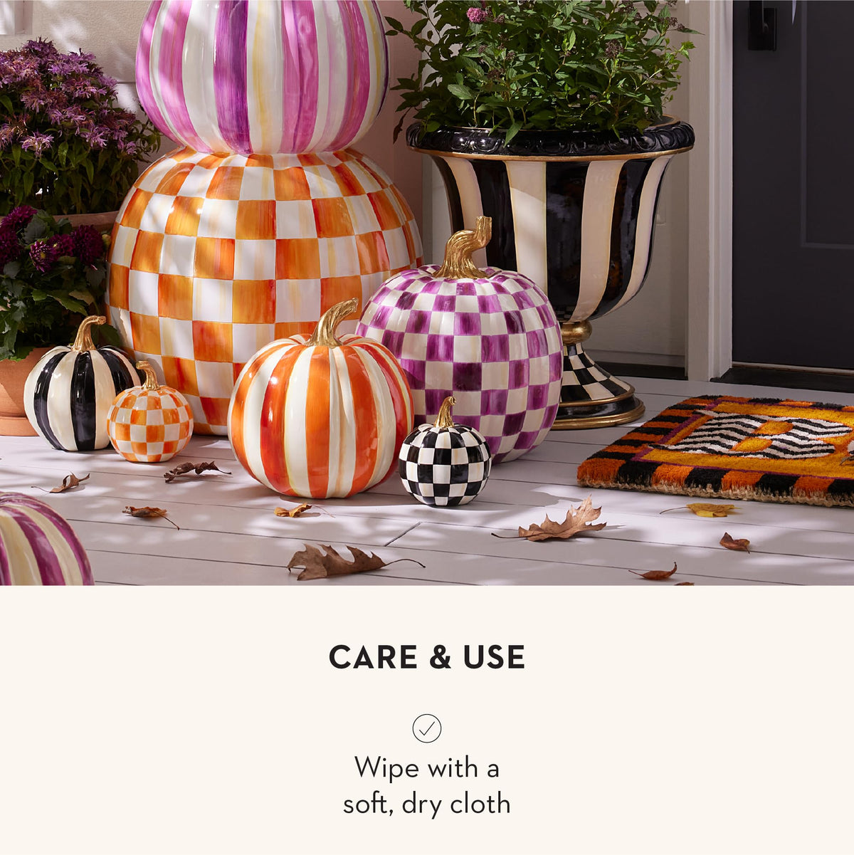 MacKenzie-Childs Resin Pumpkin, Royal Check