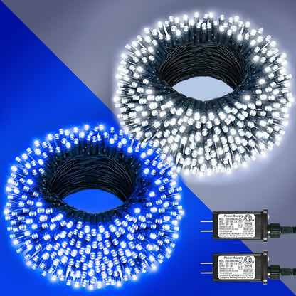 Blue and White Christmas Lights, 100 ft