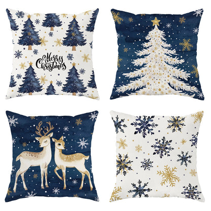 Navy Velvet Christmas Pillow Covers, Set of 4