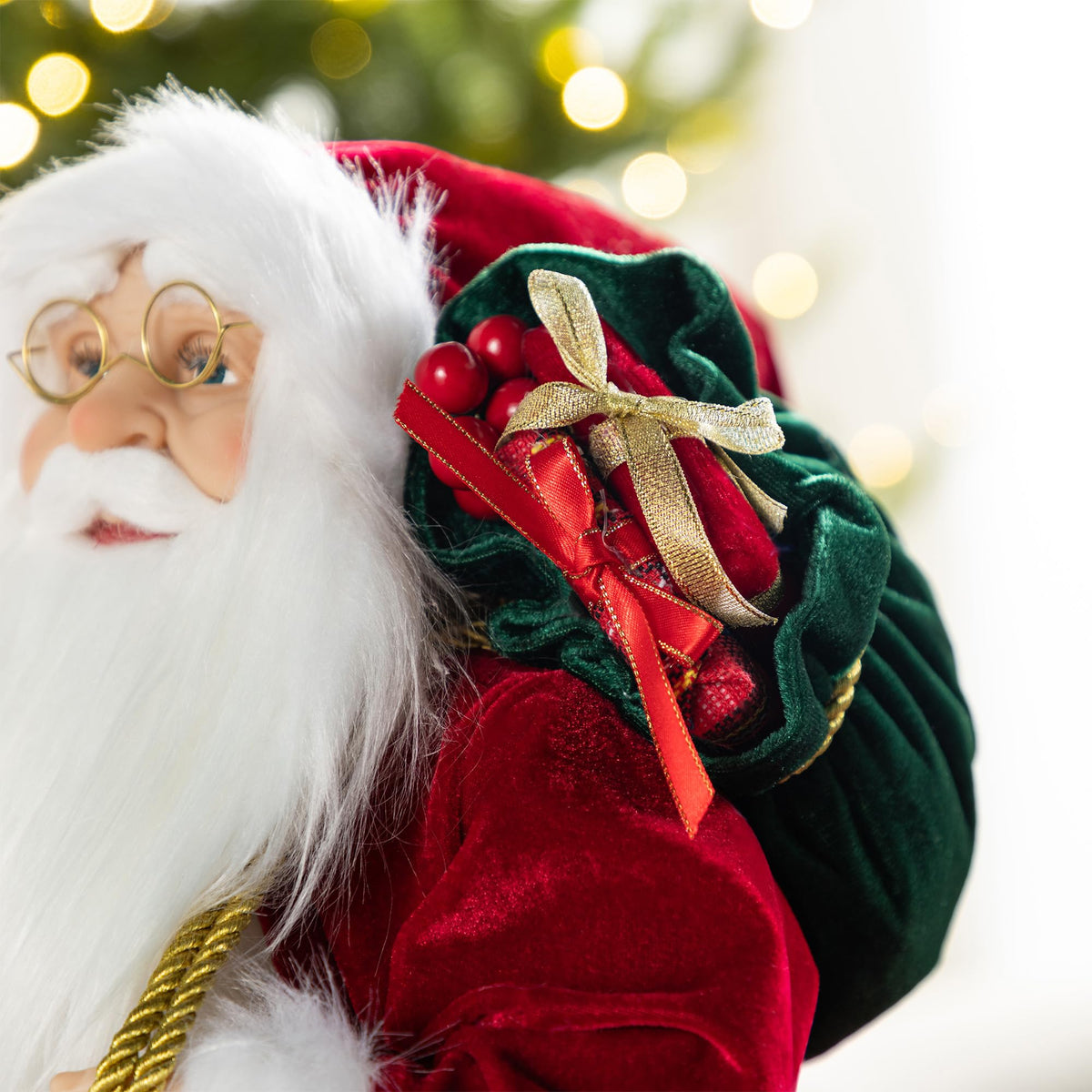 Blue Velvet Santa Figurine, 18 Inch